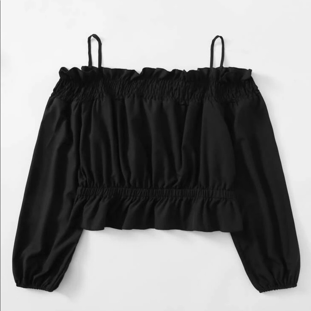 Plus surprise Front Cold Shoulder Shirred Blouse